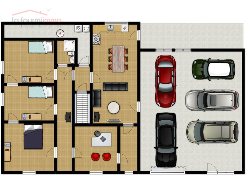Maison 3-4 ch en plain-pied avec garage (87m2) et terrain - Ifafplan