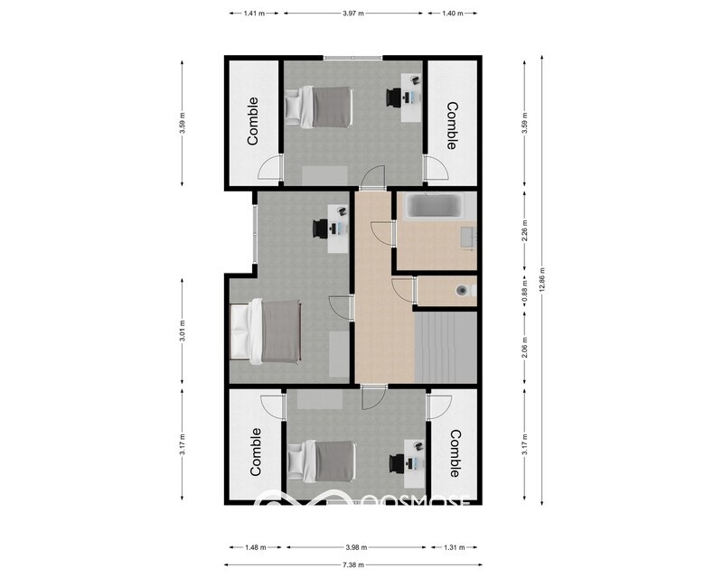 Spacieuse maison 4 ch avec double-garage et jardin - Plan rdj+1 - rue saint-roch 71 - nismes