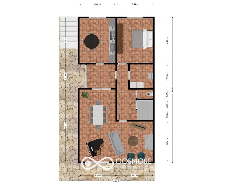 Spacieuse maison 4 ch avec double-garage et jardin - Plan rdj - rue saint-roch 71 - nismes